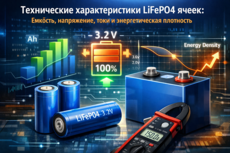 Технические характеристики LiFePO4 ячеек: емкость, напряжение, токи и энергетическая плотность Технические характеристики LiFePO4 ячеек: емкость, напряжение, токи и энергетическая плотность